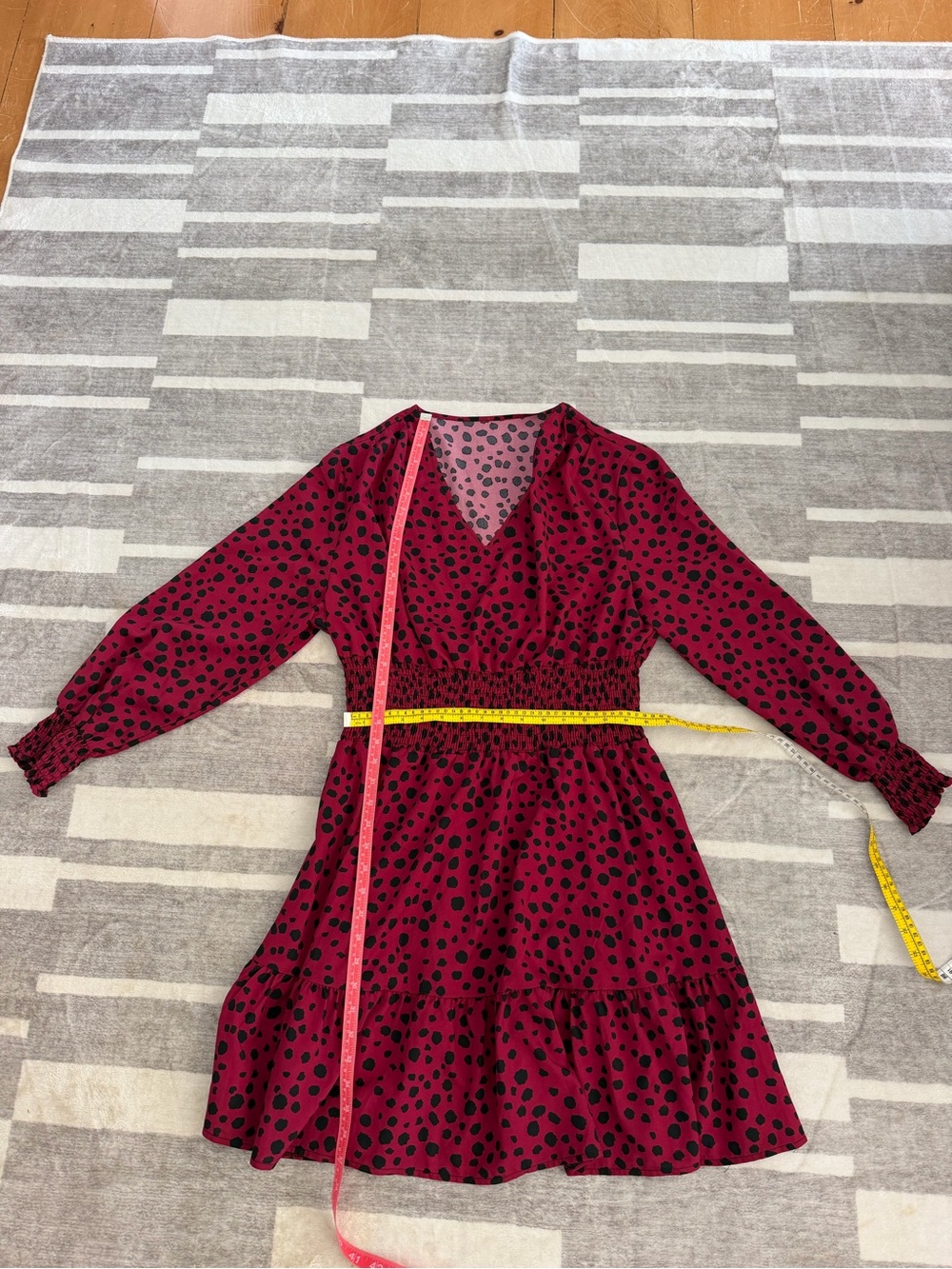 Women’s Red Polka Dot V-Neck Dress